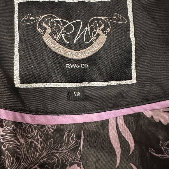 Black Casual Jacket Womans Size Small Full Zip Hidden Hood Elastic Waist - Picture 6 of 11